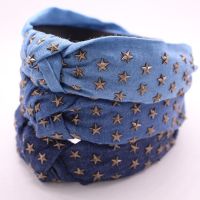 【CW】 Ethnic Denim Knot  Hairband Metal Star Stamping Headband Hair Accessories