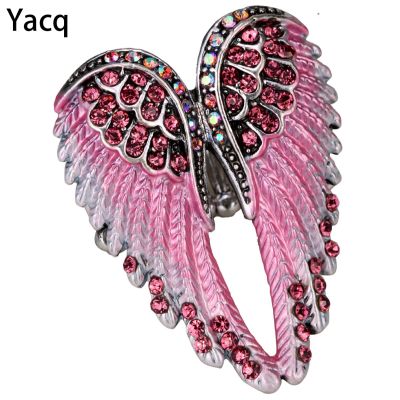 YACQ Angel Wings Stretch Ring Scarf Clasp Buckle Women Biker Bling Crystal Jewelry Gifts Her Gold Silver Plated Dropshipping Headbands