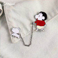 Sanhe สร้างสรรค์การ์ตูนน่ารัก Crayon Shin-Chan Badge เข็มกลัดคู่กระเป๋าตกแต่งเครื่องประดับ Badge Pin Collar อุปกรณ์เสริม