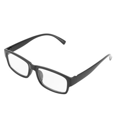 Black Rectangle Plastic Frame Clear Lens Glasses