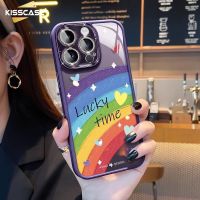 KISSCASE เคสโทรศัพท์โปร่งใสเหมาะสำหรับ IPhone 15 14 13 12 11 Pro Max 15 Plus 14 Plus เลนส์ประกายสีรุ้งเคสใสป้องกันลายนิ้วมือกันกระแทกสำหรับ IPhone 15 Pro Max