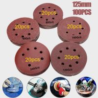 100pcs 125mm/5 Orbit Sanding Polishing Sheet Sandpaper Round Shape Sander Velcro Discs Mixed 60/80/100/120/240 Grit Polish Pad