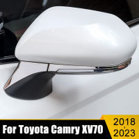 สแตนเลสรถกระจกมองหลังตกแต่งแถบปกจดจ้องกรอบแถบสติกเกอร์สำหรับ Toyota Camry 70 XV70 2018-2021 2022 2023