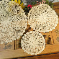 HOT Handmade ดอกไม้ผ้าฝ้ายถักโครเชต์ตารางเสื่อ pad ผ้าถ้วย doily จาน coaster คริสต์มาส placemat งานแต่งงานอุปกรณ์ครัว-mu xuan trade