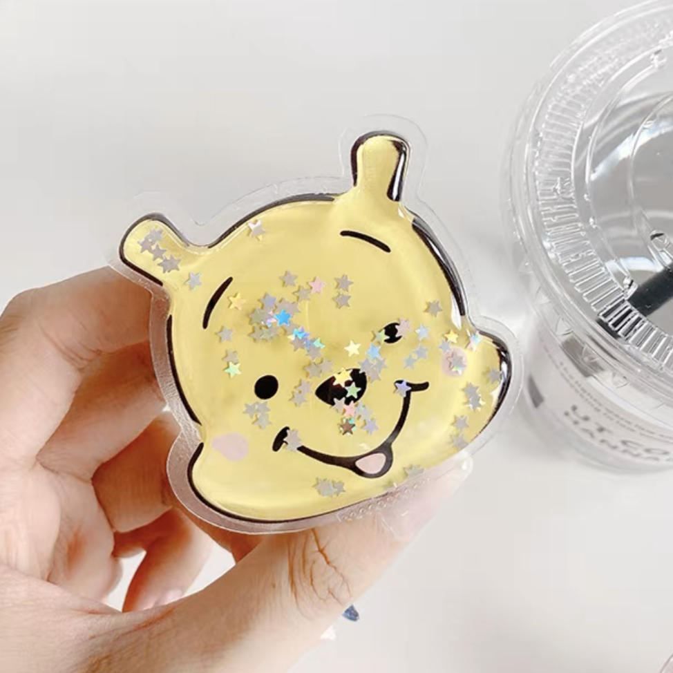 Melody Pooh Unicorn Bear Bunny Cinnamonroll Glitter Sand Phone Holder Stand Secure Grip Accessories