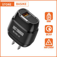 Basike หัวชาร์จ fast charger18w หัวชาร์จเร็ว หัวชาร์ทไฟ สมาร์ทชาร์จสำหรับ USB พอร์ตชาร์จไว ที่ชาร์จแบต iPhone/iPad HUAWEI P30/Xiaomi/OPPO/VIVO/Samsung