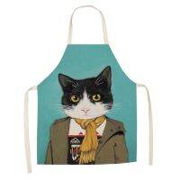 Lovable Cat Pattern Apron Hairdresser Apron Household Cleaning Tool Sleeveless Halter Bib Ladies Linen Apron Dress delantales Aprons