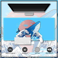 Whales And Waves Customised Mouse Pad Gaming Table Mat Stitched Edge Rubber Extended Mousepad Large Stitched Edge Deskpad Computer Desk Mouse Pad