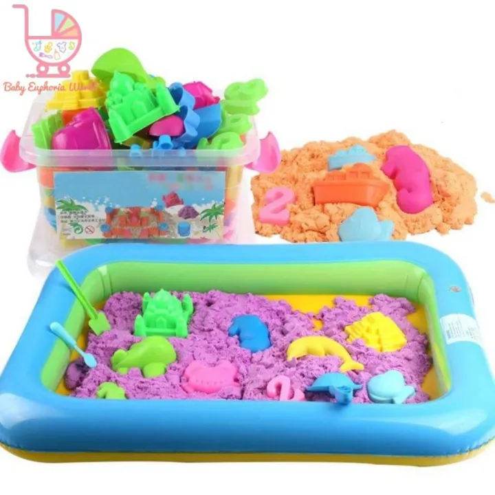 Ready Stock DIY Kids Play Sand With Colors (1kg) + 60 AccessoriesTheme Wooden Toy Building太空彩沙套装