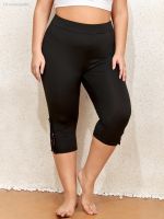 Aolzbiip49h PLUS ขนาดผู้หญิงยืด 3/4 กางเกงผอมสุภาพสตรี Elastic เอว Cropped Leggings กางเกงเสื้อผ้าสำหรับหญิง 2023