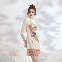 2022 summer young improved cheongsam dress small short Chinese style retro girl dress