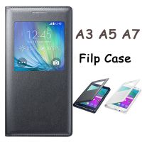 ◑┇℡ High Quality Window Clear View Flip PU Leather Case Cover For Samsung Galaxy A5 A500 A3 A300 A7 A700 2015 2017 2016 A8 Plus 2018