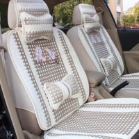 Four Seasons Seat Cushion Linen Cloth Front Row Single Front Seat Cover Single Universal Leather Main Driving Seat Single Seat