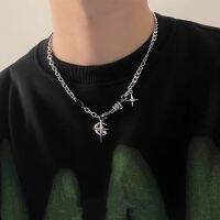 【DT】hot！ JWER New Cuban Figaro Chain Star Pendant Necklace Men Punk Choker Jewelry Gifts