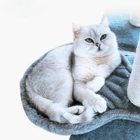 Gray Plush Cat Nest Beds Soft Warm DIY Cat Kitten Tree Hammock Round Hanging Net Cat Sleeper Pet Climbing Accessories