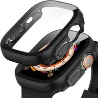 ZZOOI Glass+Cover For Apple Watch Case Ultra 49mm PC Bumper Tempered Case Screen Protector shell Iwatch Accessorie Series ultra cover