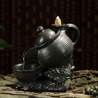 Free 20Cones Tea Pot Backflow Incense Burner Aromatherapy Furnace Aromatic Home Office Decor Incense Kong Fu Tea Incense Holder