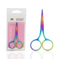 Colorful Stainless Steel Eyebrow Scissor Small Nail Tools Eyebrow Nose Hair Trim Scissor Sharp Point Curve Tip Makeup Tool