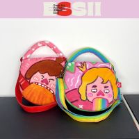 Illustrator joint types whimsy individuality creative round bread bag lovely ugly of slanting across the egg bag 【BYUE】