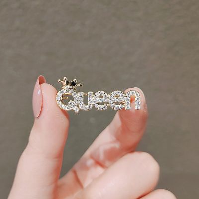 Rhinestone Queen Brooches For Women Crown Letters Party Office Brooch Pins 2022 Jewellery Gifts