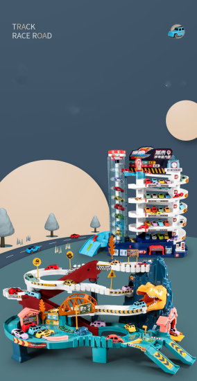 Bộ đồ chơi đường đua khủng long siêu tốc kết hợp garage đỗ xe ô tô 5 tầng - ảnh sản phẩm 2