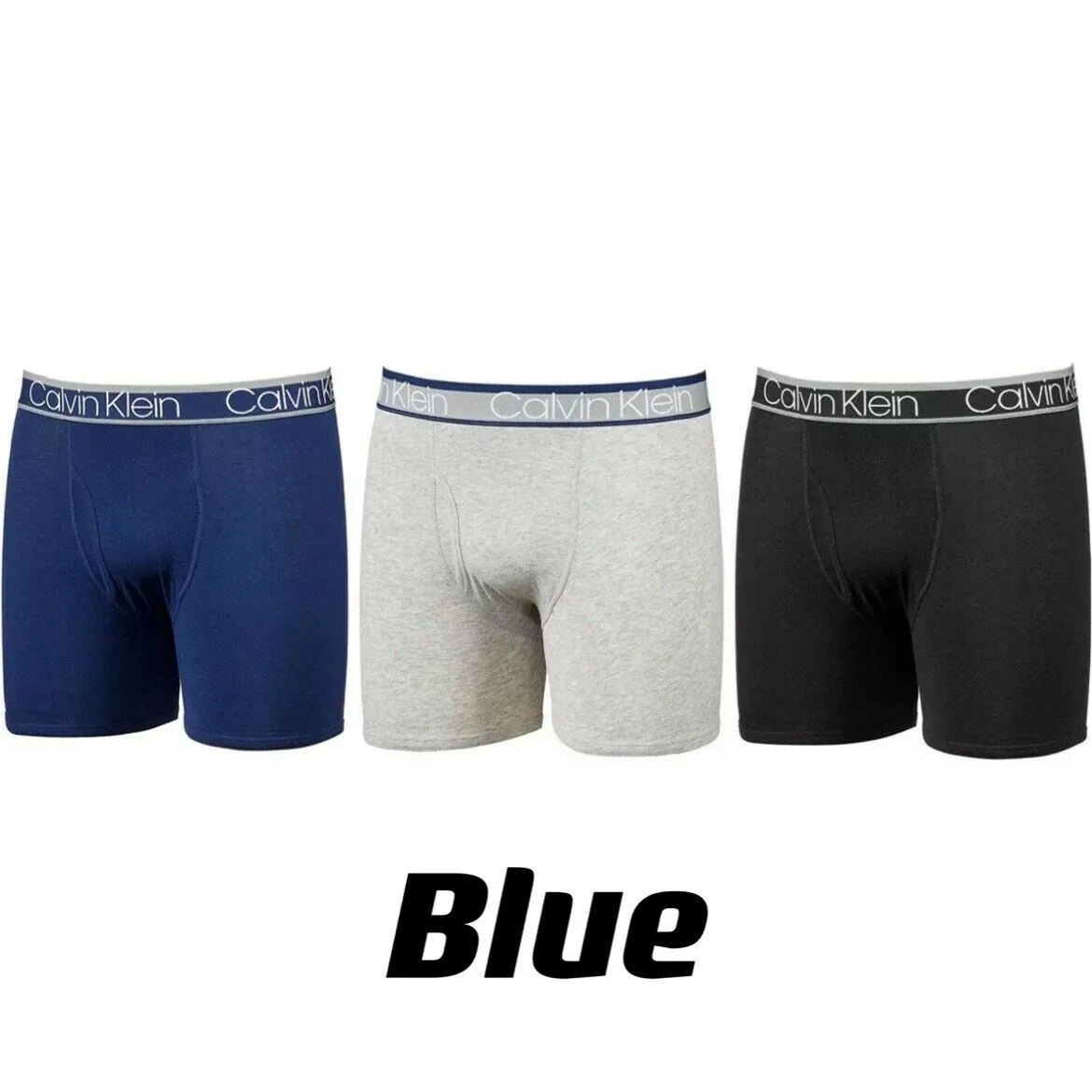 Calvin Klein Men's Cotton Stretch 3-Pack Boxer Briefs - Blue 