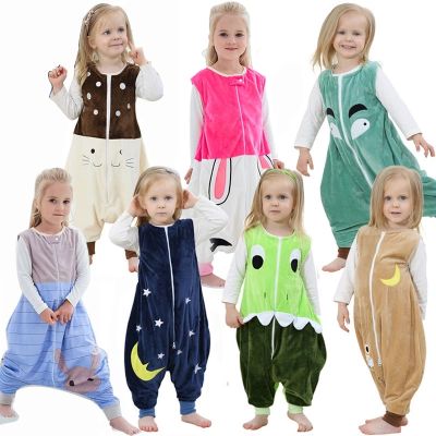 Spring Sleepwear Flannel Sleeping Bag Cartoon Baby Boys Clothes For Girls Pajamas Kids Clothing Bodysuits Jumpsuits Warm Romper