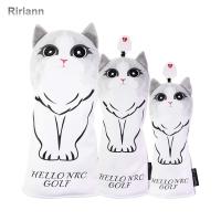 RIRIANN ผ้าคลุมหัวไม้กอล์ฟ,อุปกรณ์เสริม Ragdoll หนัง PU สำหรับฝาครอบพัตเตอร์กอล์ฟไฮบริดป้องกันคลุมหัวกอล์ฟฝาครอบหัวไม้กอล์ฟซองครอบหัวพัดเตอร์กอล์ฟแมว