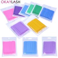 ✘☍♂ OKAYLASH 100pcs/Bag Eyelash Extension Disposable Colorful Cotton Swabs Graft Lashes Glue Cleaning Swab Makeup Micro Brush Stick