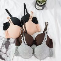 Cotton Gathered Bra for Women Sexy Deep V Brassiere Push Up Lingerie AB Cup Bralette Intimate Bras Backless Underwire Underwear