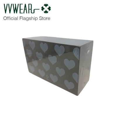 VVwear วีวีแวร์ บล็อกโยคะขนาดมาตรฐาน ไม่ตัดมุม Standard Block (23-14-90) ลาย Heart Cool Grey