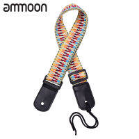 [ammoon]Adjustable Ukulele Strap Rainbow Woven Shoulder Belt with Buckle Hanging Rope