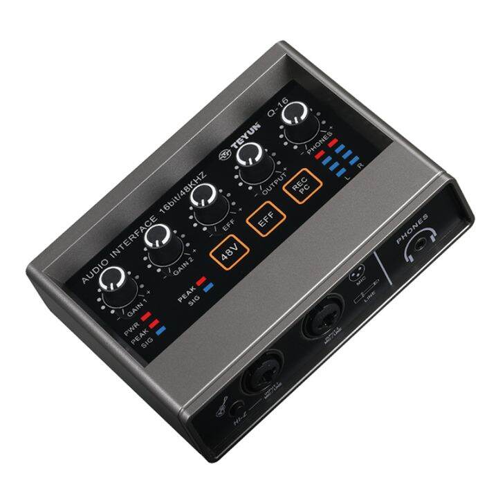 TEYUN Q16 Black Microphone Recording Sound Card Mixer USB Computer