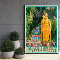 Kuala Lumpur Travel Poster, Vintage Style Poster, Home, Batu Caves Print, Wall Art, Travel, Vacation, Home, Souvenir