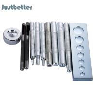 【Free shipping】 [Justbetter] 11Pcs Die Punch Hole Snap Rivet Button Setter Base Kit For DIY Tool