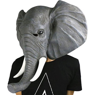 หัวช้างหน้ากากฮาโลวีนตลกหัวสัตว์หน้ากากคอสเพลย์ปาร์ตี้เครื่องแต่งกายหมวกนวนิยายสร้างสรรค์หน้ากากยาง
