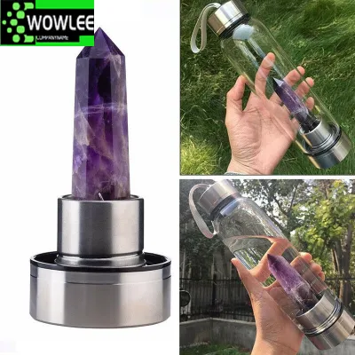 Water Bottle Natural Crystal Point Healing Obelisk Wand Elixir Quartz Crystal To Wand Heals Energy St Glass Water Bottle