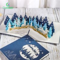 Creative Christmas Forest Greeting Card 3D Handmade Cards for Xmas New Year Birthday Party Decoration Festival Gifts Postcard