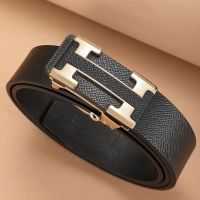 Toothless automatic buckle real cowhide leather belt leather business leisure belt belt in young and middle-aged a man wear a brief male --npd230724♈◄﹍