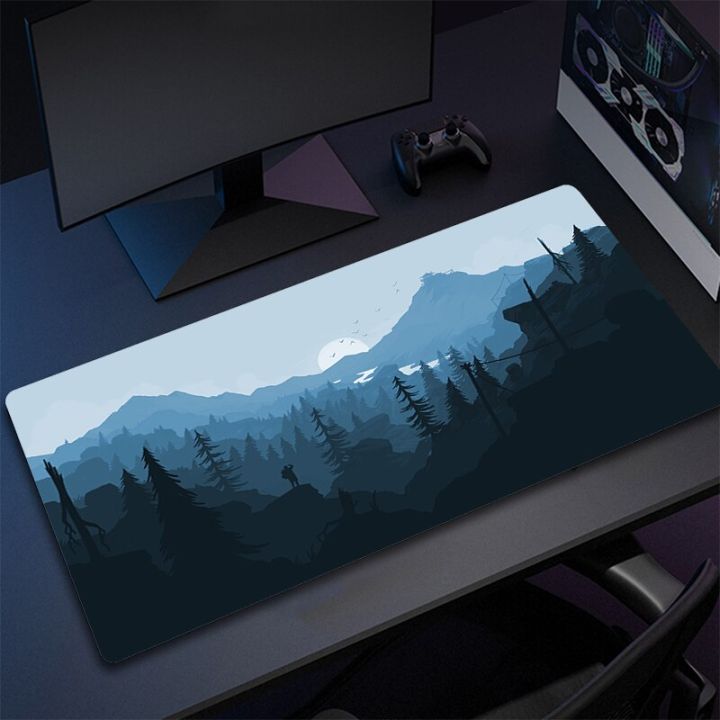 แผ่นรองเมาส์เกมเมอร์เกม Firewatch Forest เสื่อโต๊ะคอมพิวเตอร์กันลื่นแผ่นรองเมาส์ศิลปะ Ruer แผ่นรองเมาส์คีย์บอร์ดขนาดใหญ่แผ่นรองเมาส์สำหรับโน้ตบุค XXL