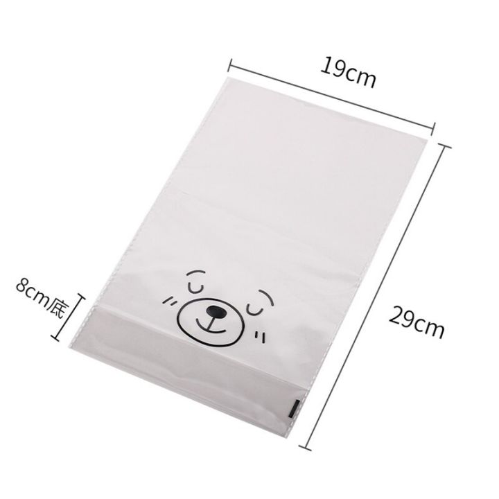 50pcs-thicken-transparent-baking-packaging-smiling-bear-cow-bread-toast-snack-food-bags-opp-flat-pocket-with-tie-wire