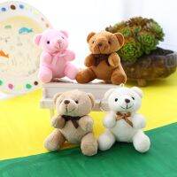 【CW】 10CM Kawaii Bears Soft Stuffed Animals With Bow Tie doll Pendant auto Decoration Kids Birthday