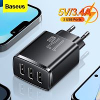 T017 Baseus 17W เครื่องชาร์จ USB 3ชาร์จสำหรับ iPhone หลายพอร์ตที่ชาร์จอะแดปเตอร์ติดผนัง