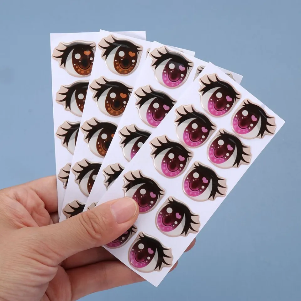 1Set Cute Cartoon Eyes Stickers Colorful Mouth Eyebrow Eyes Sticker Anime  Figurine Doll Accessories Face Organ