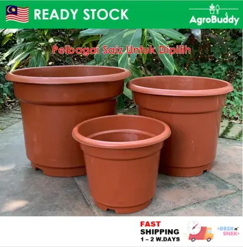 READY STOCK PASU BUNGA PLASTIK COKLAT MURAH,FLOWER POT CHEAP .