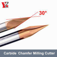 YZH เครื่องตัด Chamfer Milling คาร์ไบด์เคลือบ HRC55 30องศาร่อง V ร่องสำหรับเหล็ก2 3ขลุ่ย3 4 5 6 8มม.