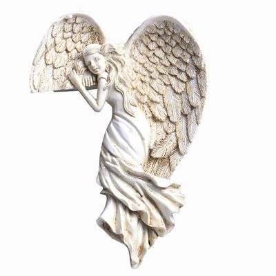 Door Frame Angel Wing Sculpture Simple Angel Ornament with Heart-Shaped Wings Retro Resin Crafts for Home