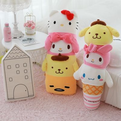 Sanrio Cartoon Pillow Kawali Kuromi  Hello Kitty My Melody Cinnamoroll Plush Toys Bed Sleep  Cushion Stuffed Kids Birthyday Gift