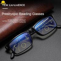 SUBEI Men Women Fashion Anti Blue Light Reading Glasses Anti-UV Computer Goggles Progressive Presbyopic Eyewear Anti-blue Rays Radiation Protection Anti-fatigue Retro Classic Multifocal Bifocal Eyeglasses brown/brown/brown