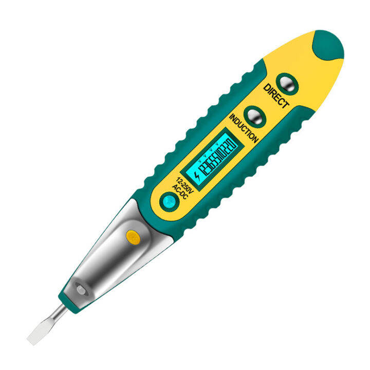 ac-dc-12-250v-lcd-ดิจิตอลไขควงทดสอบไฟเครื่องวัดโวลต์ปากกาสีเขียว